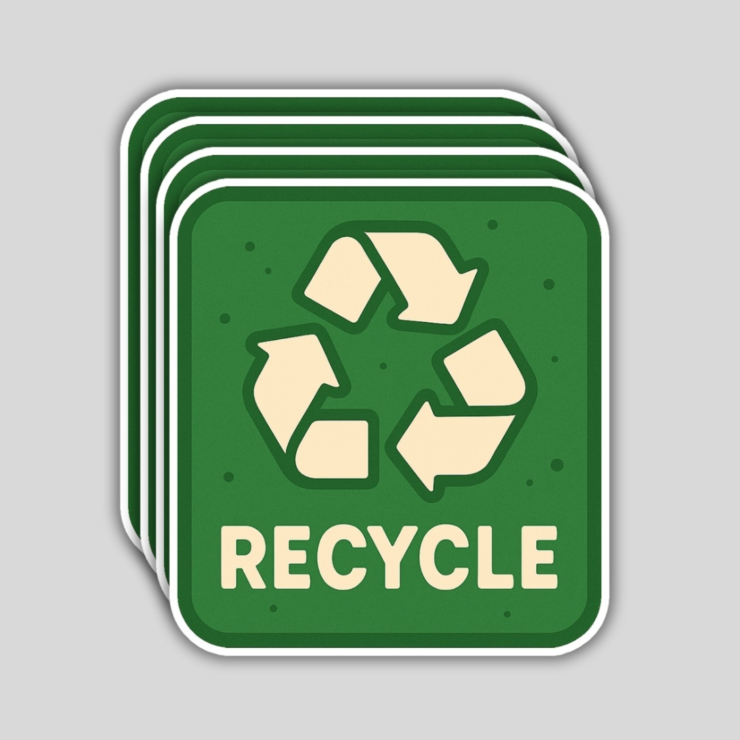 Recycling Stickers – Green Recycle Labels Waterproof Vinyl Decals (4 Pack)