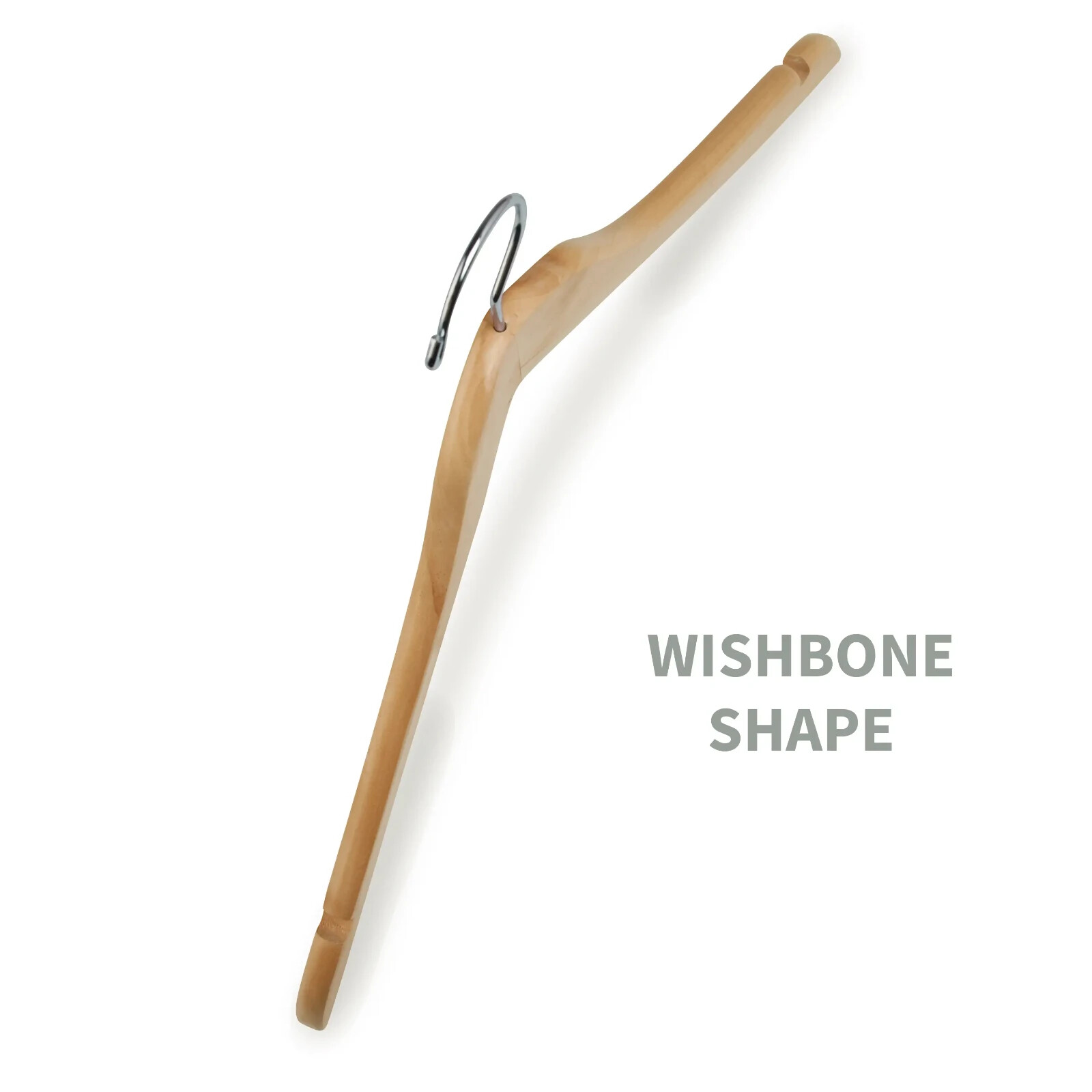 17" Long Wooden Wishbone Hanger Pants Bar Natural Metal WH1731BNC (Pack of 100)