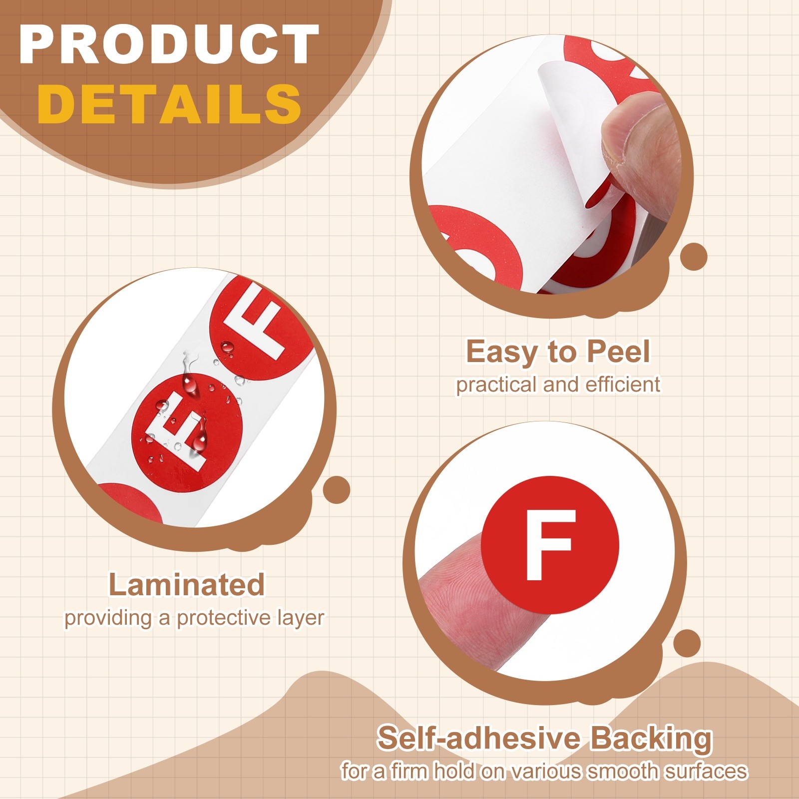 Letter F Stickers 1", 1200Pcs for Office, Red
