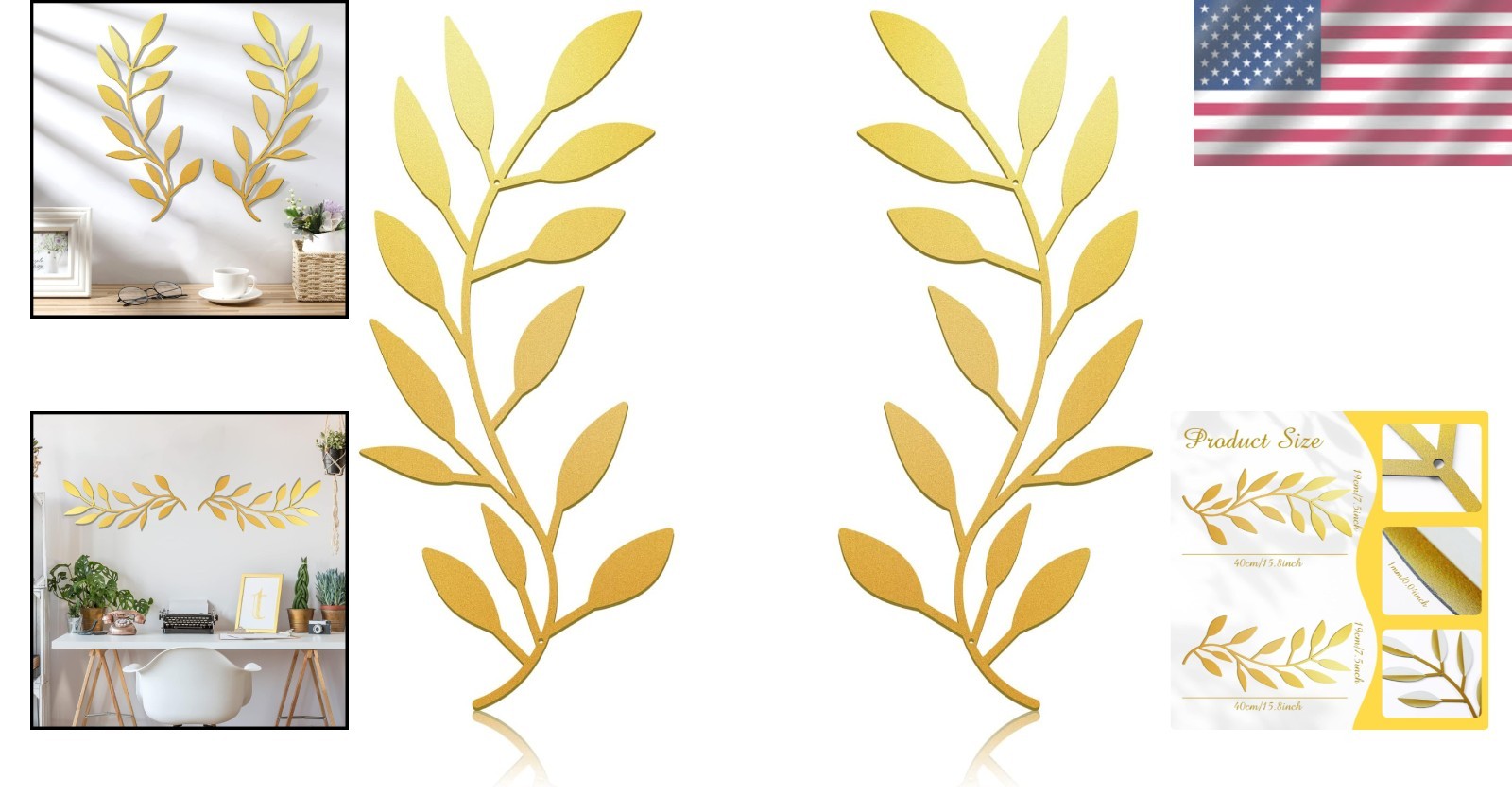 Stunning Gold Leaf Wall Decor Set – Perfect for Bedrooms and Living Areas