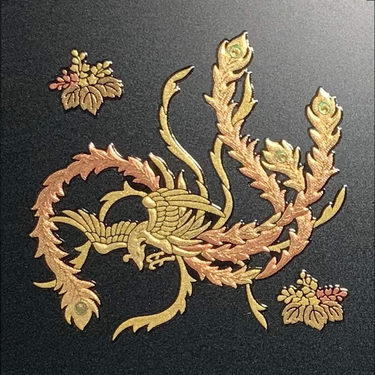 Gold Makie Transfer Decal Sticker Phoenix Decoration Design Japan 2in(5cm)