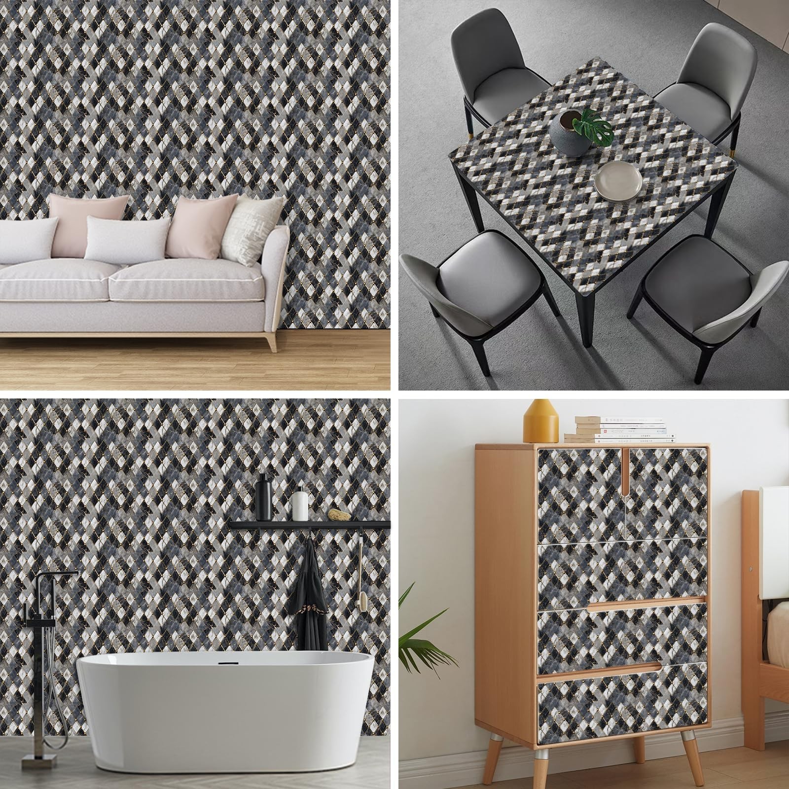 HOMETITUTE Marble Wallpaper Peel and Stick Geometric Contact Paper Wall Paper…