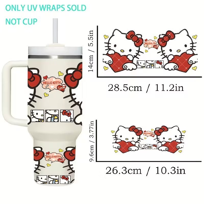 2pcs Sanrio Hello Kitty Themed UV DTF Transfer Paper, Suitable for 40oz Cups
