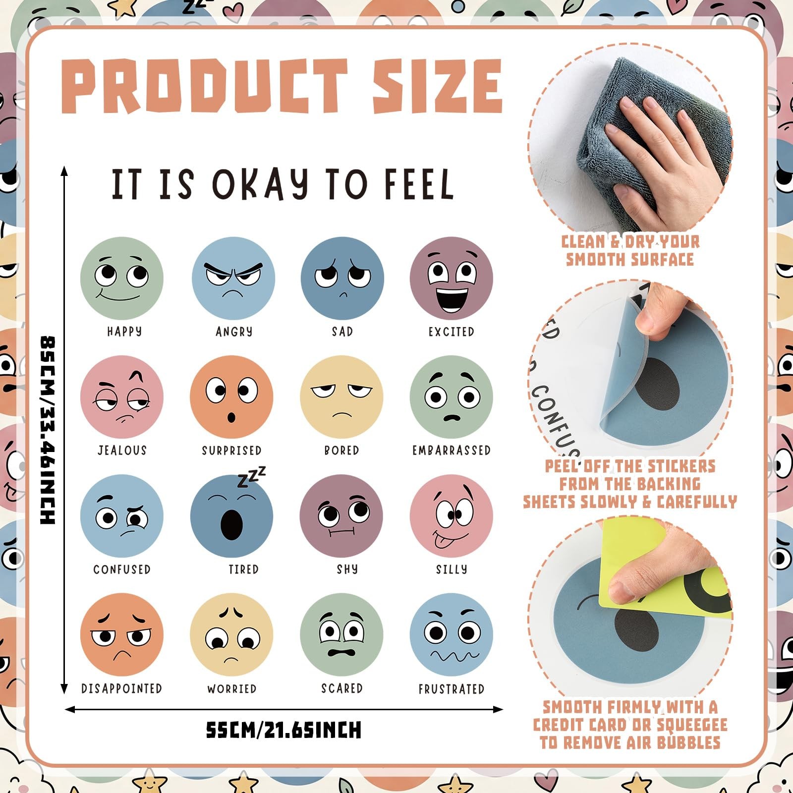 Feeling Emotion Chart Wall Decals Large Classroom Calm Down Corner It is Ok t…