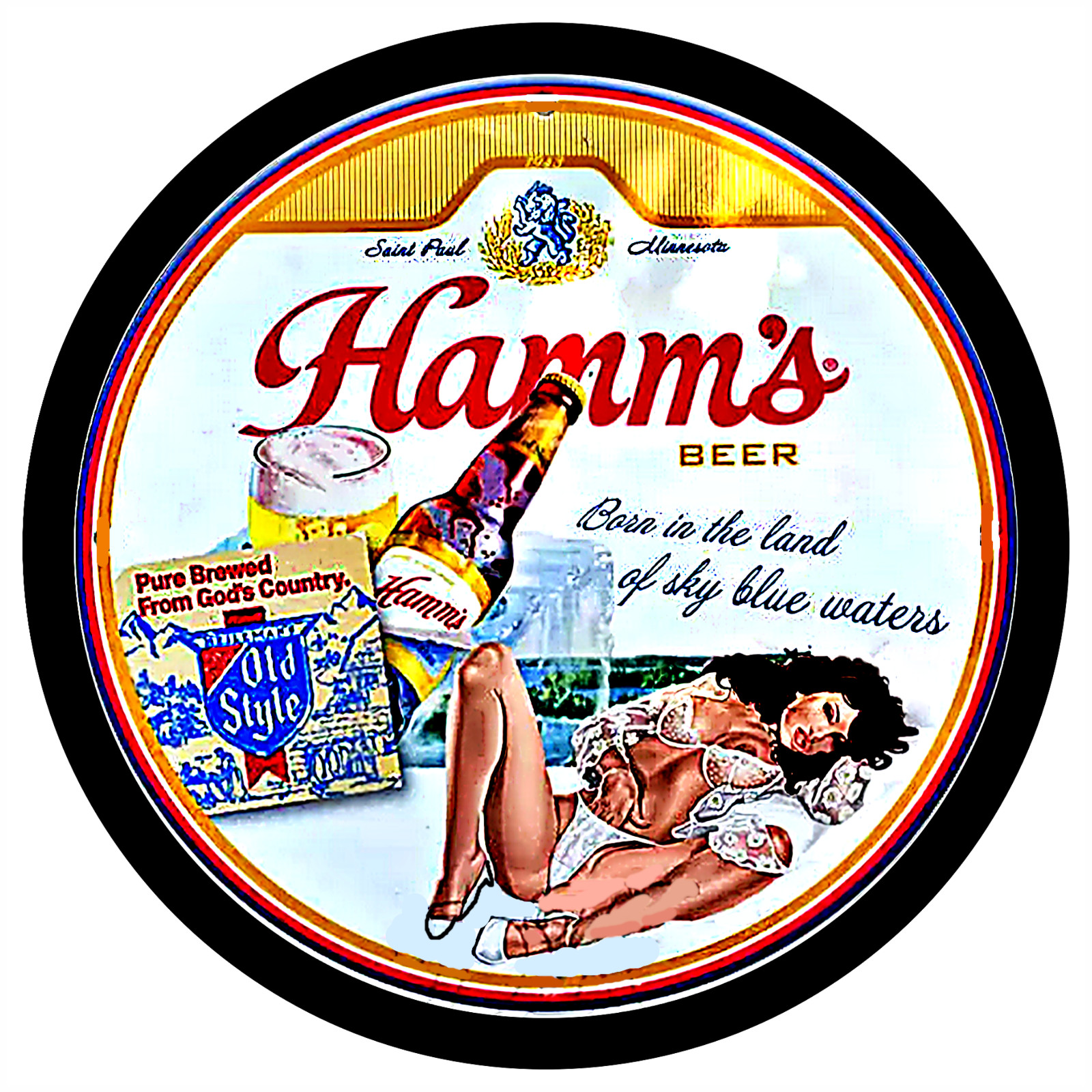Hamm's Beer Sticker Decal Sign Vintage Replica Land of Sky Blue Waters