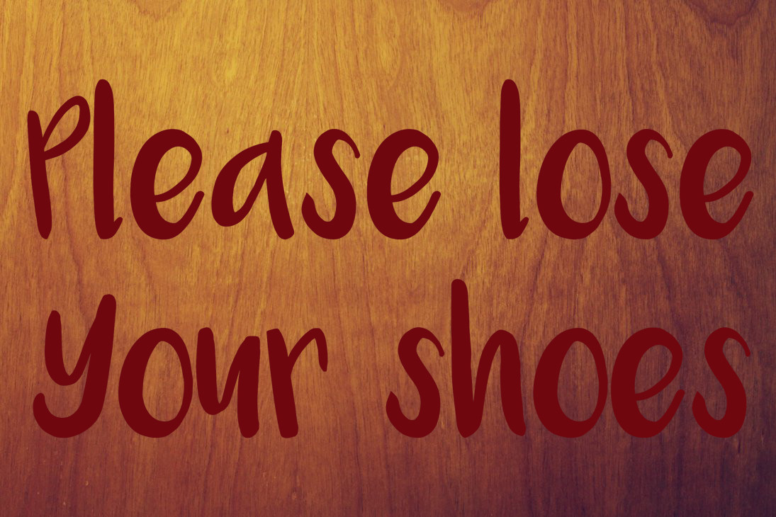 PLEASE LOSE YOUR SHOES Vinyl Sticker – Porch Greeting – Die Cut Decal