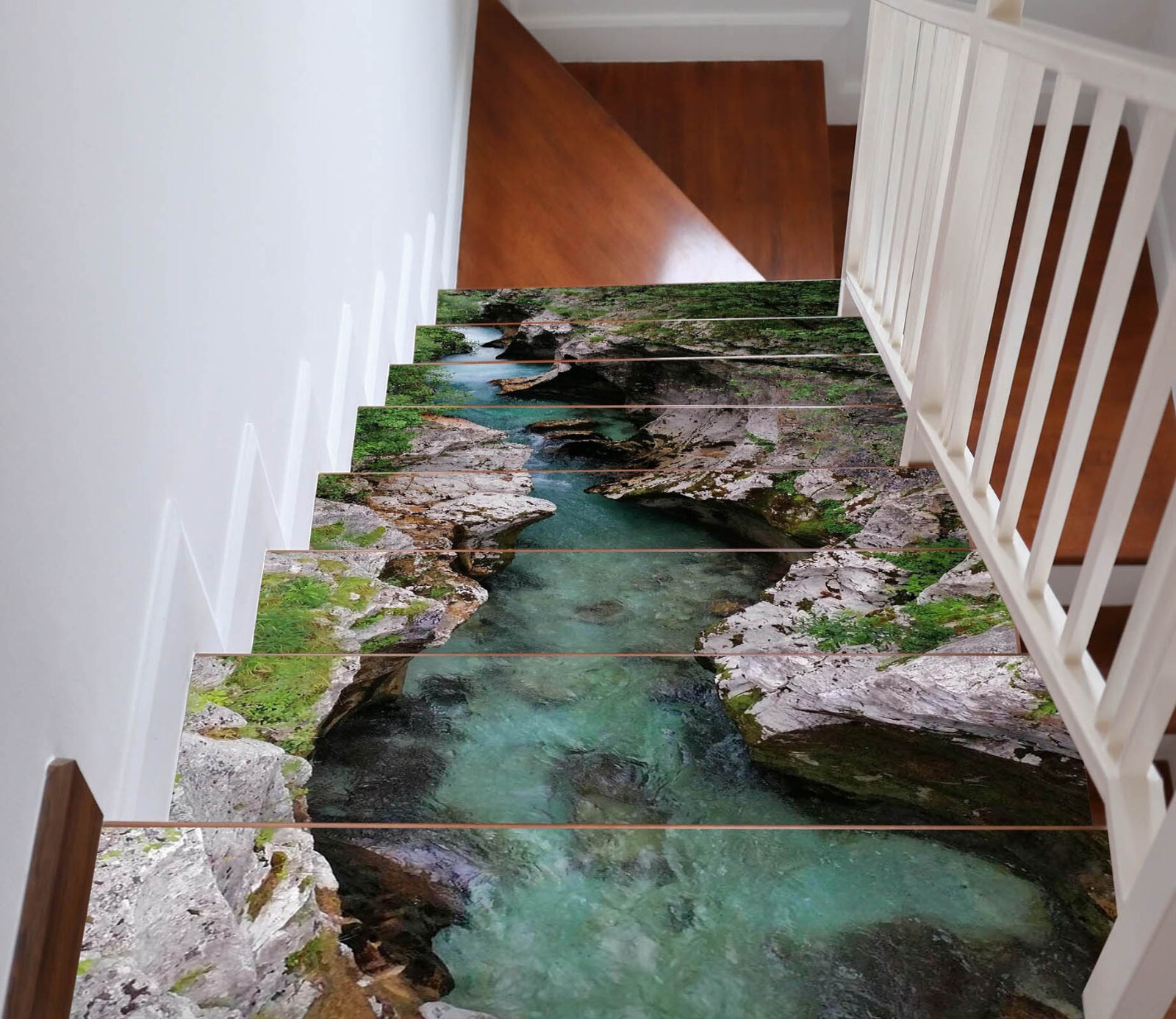 3D Simple Creek W157 Stairs Risers Decoration Photo Mural Vinyl Wallpaper Vera