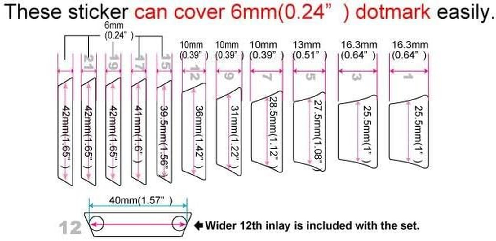 Trapezoid Glow in the Dark Guitar Fingerboard Fret Markers Inlay Fit Les Paul SG