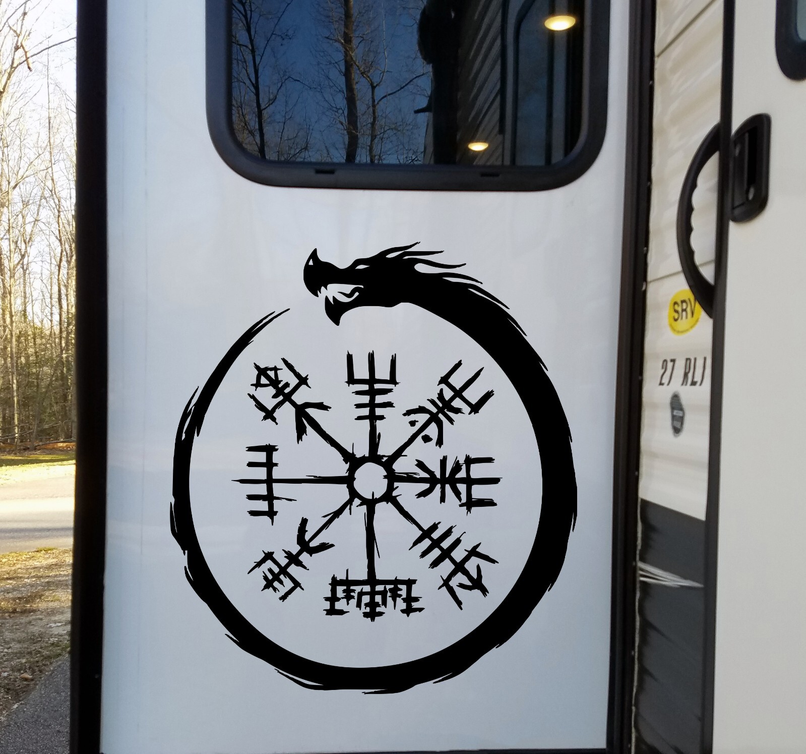 Jormungandr World Serpent Viking Compass V1 Vinyl Decal | Die Cut Sticker Norse