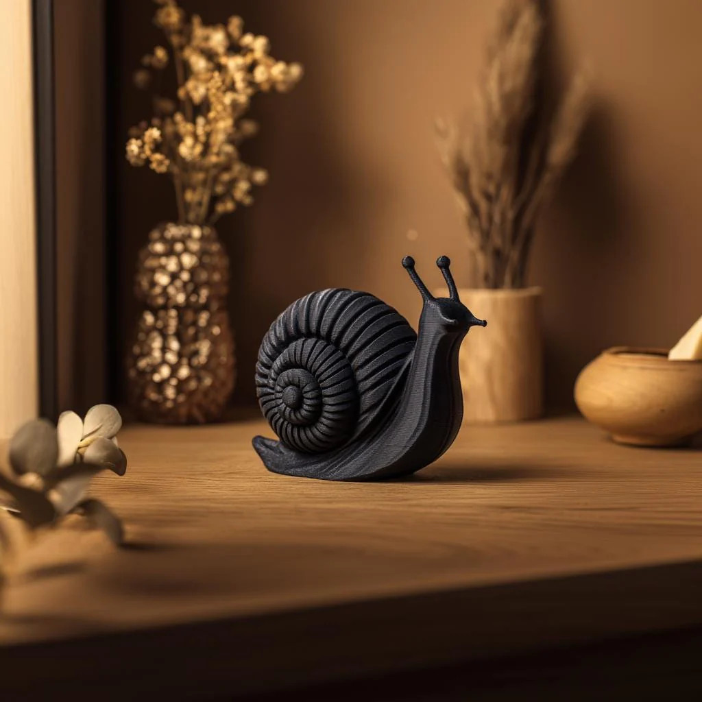 Snail Sculpture Shelf Decor | 3D Printed Spiral Animal Figurine for Modern Home