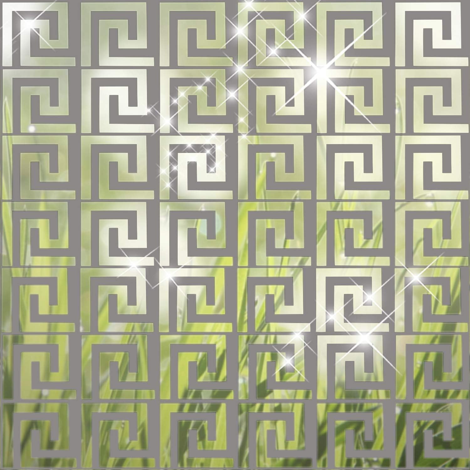 24 Pcs DIY Mirror Wall Stickers Removable Adhensive Geometric Greek Decals Peel