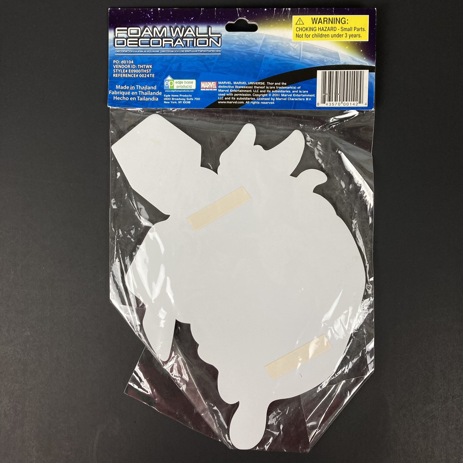 MARVEL UNIVERSE THOR FOAM WALL DECORATION STICKER 9.75" x 7.25" NEW in Package