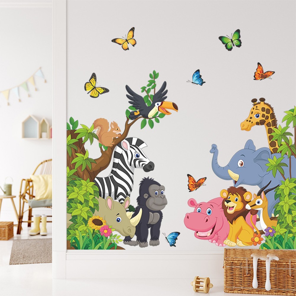 Vinyl Decal Wall Sticker Jungle Animals Living Room PVC Playroom Removable Room