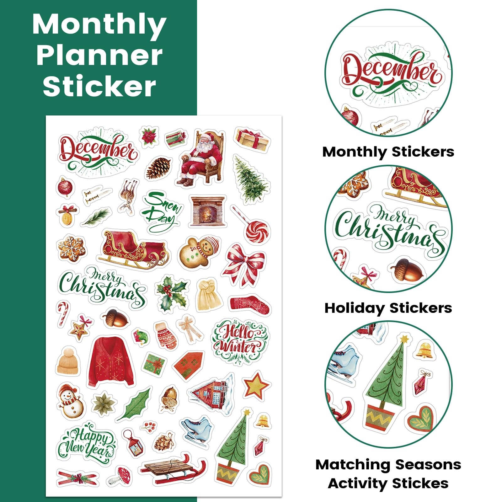 Office Planner Stickers, 12 Monthly, 1500+ Stickers, Festivals