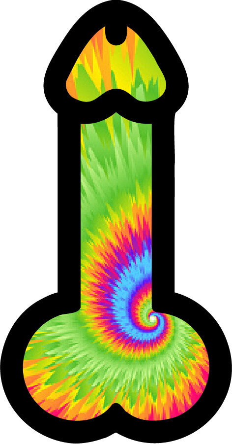 50X Tie Dye Penis Sticker Decal For Car, Waterbottle, Any Flat Surface