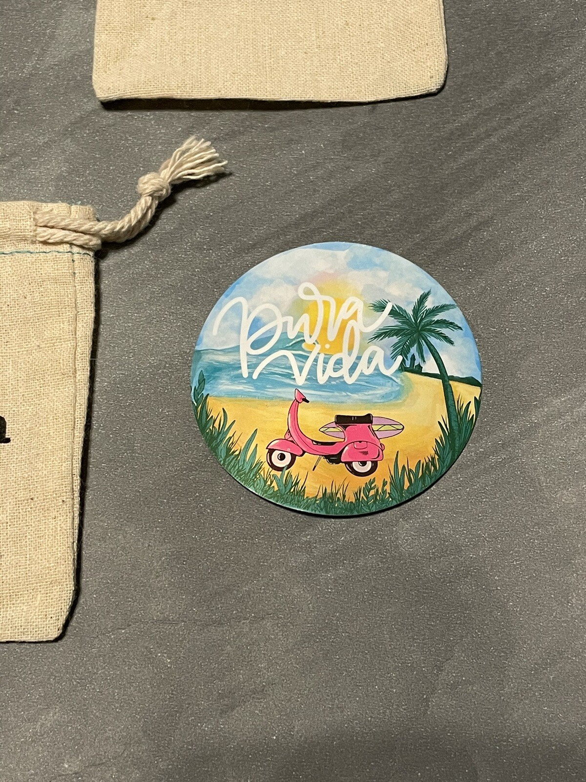 Pura Vida Empty Drawstring Bags and Decal Vinyl Sticker