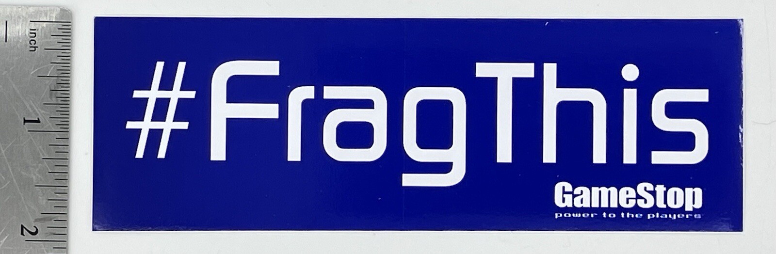 "#FragThis" Blue & White Promo Sticker from Gamestop 6" x 2" New