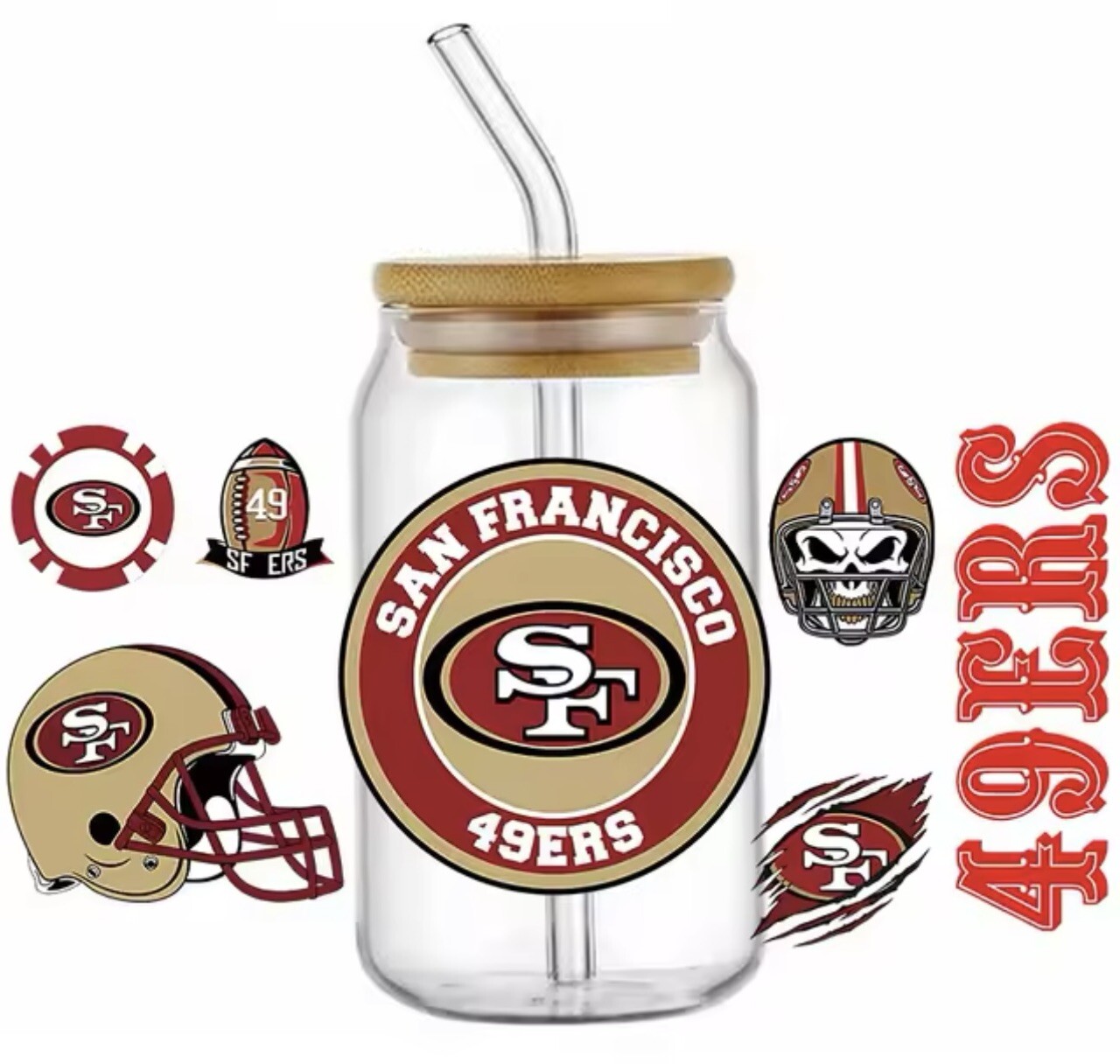 San Francisco 49ers UV DTF Transfer Stickers Wraps For Glasses Bottles Mugs