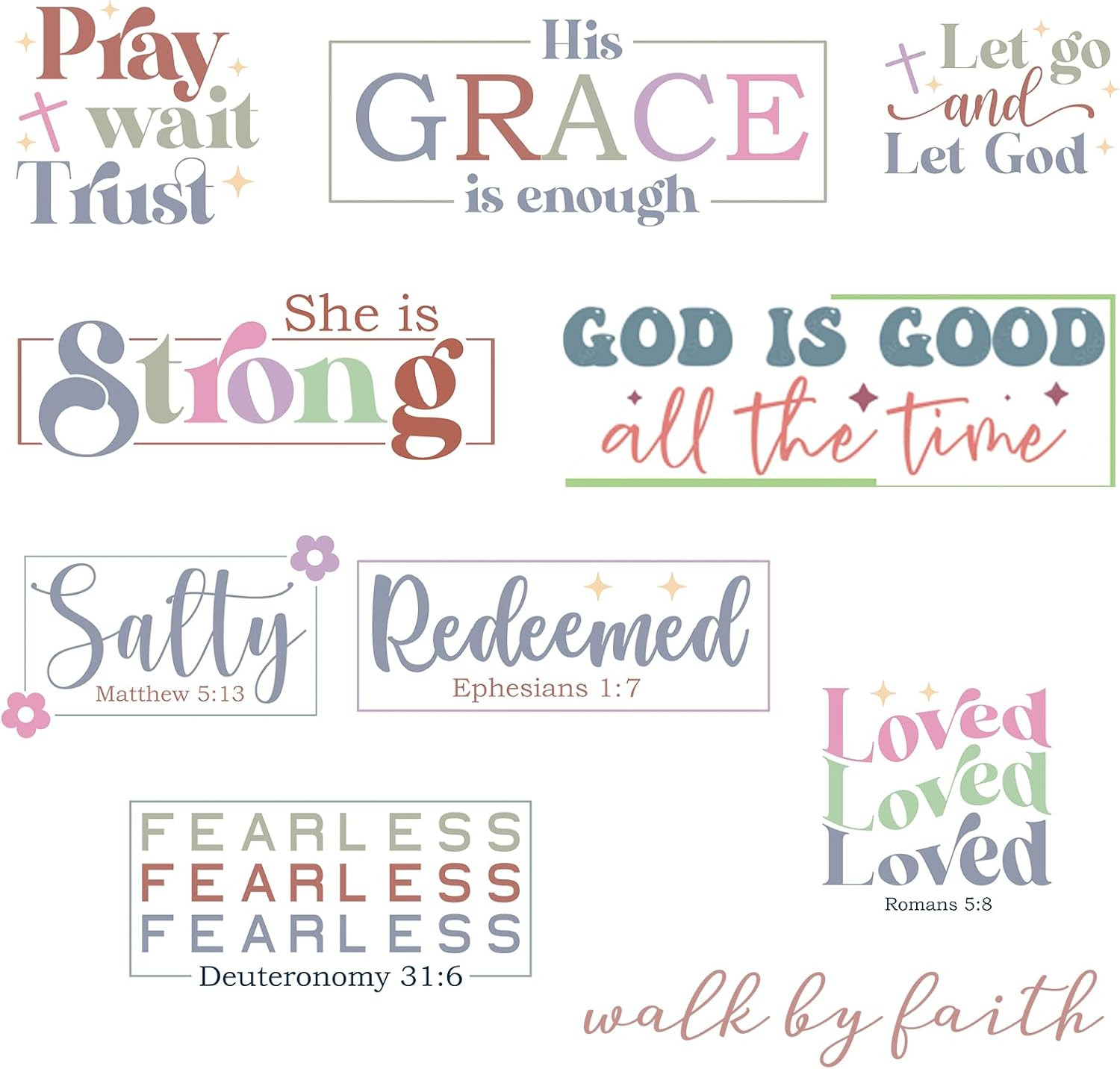 10 Pcs Bible Verse Wall Stickers Religious Scripture Inspirational Quote Wall De
