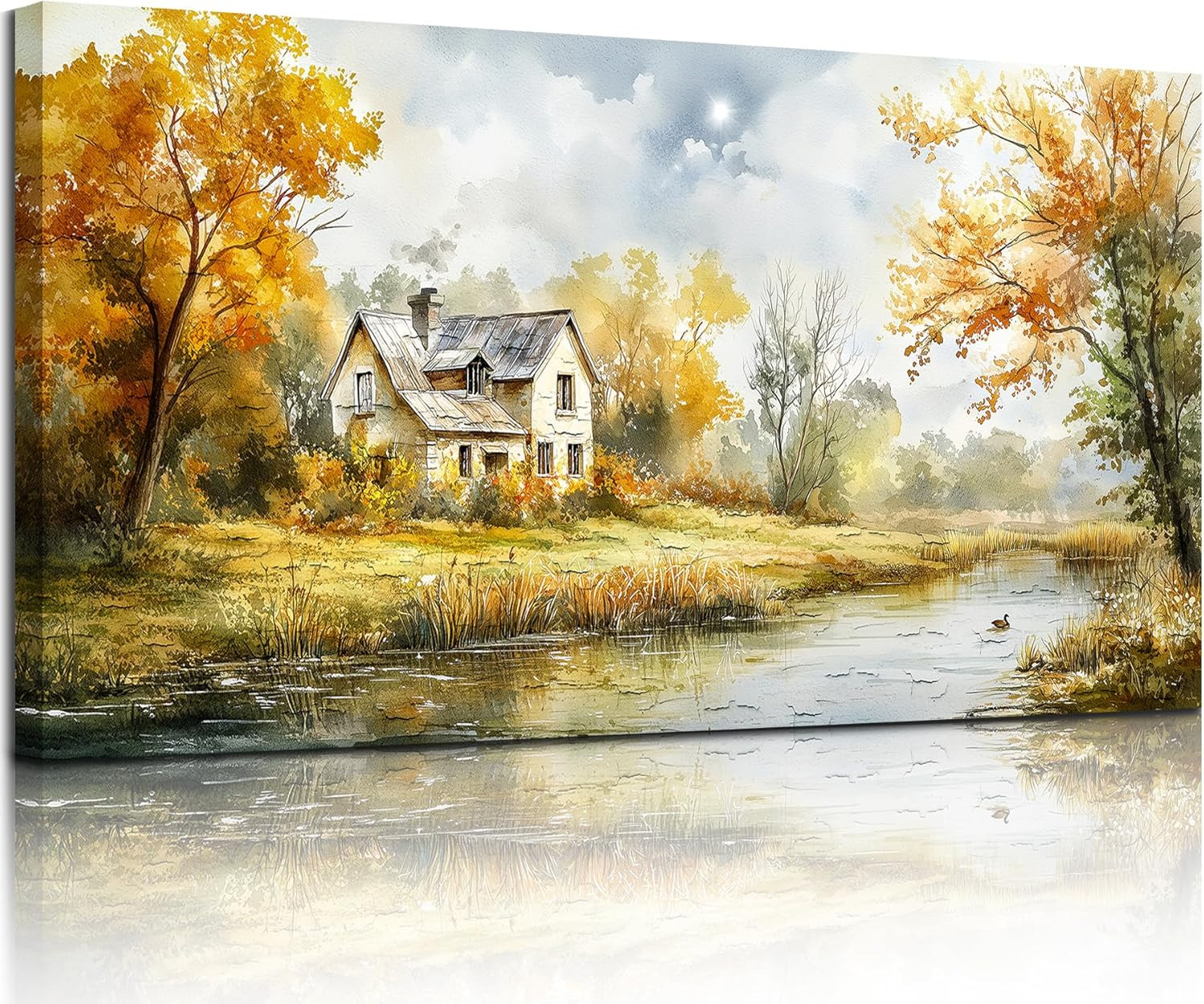 Rustic Autumn Landscape Wall Art for Living Room & Bedroom, 29"X57