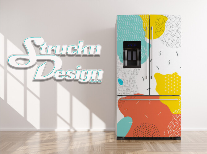 Abstract Pop Art Colorful Paint Splash Fridge Freezer Wrap Side Door Vinyl Decal