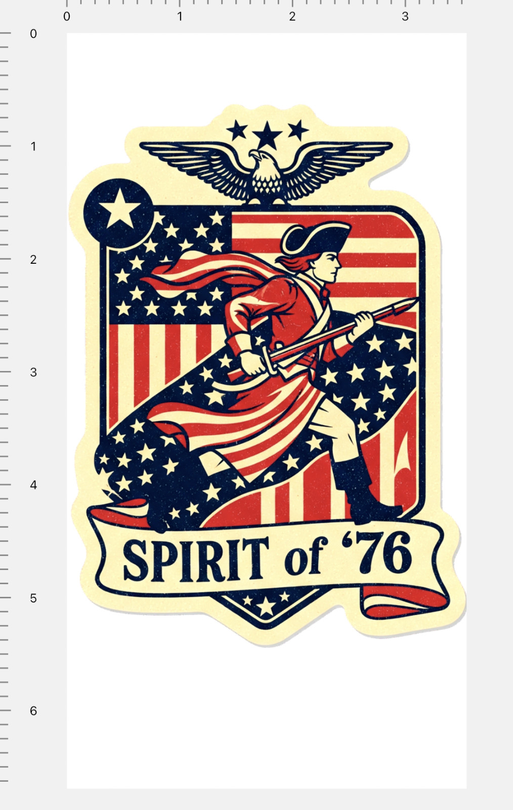 Spirit of 76 Custom Sticker 4" x 7" Sheet American Flag Revolutionary Soldier US