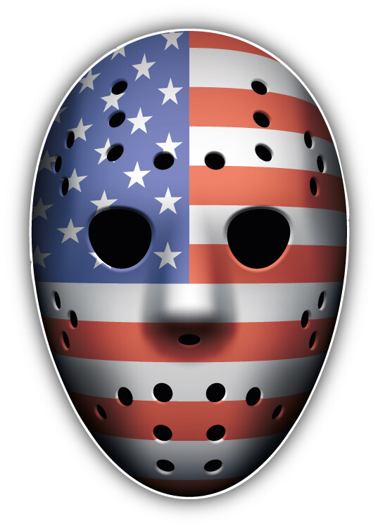 USA Flag Ice Hockey Goalie Mask Car Bumper Sticker Decal