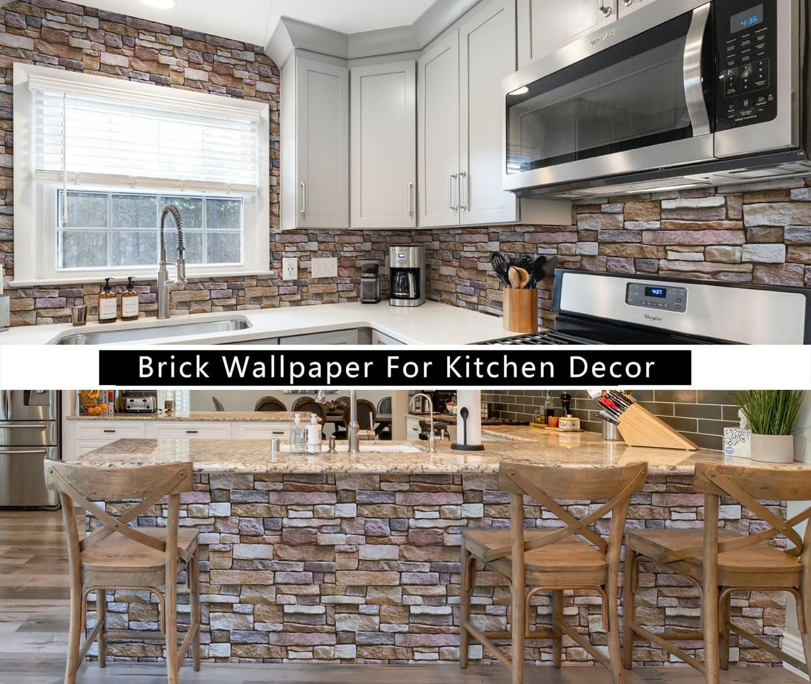 Peel and Stick Faux Brick Stone Wallpaper, 17.7" x 394" Removable Textured Ro…