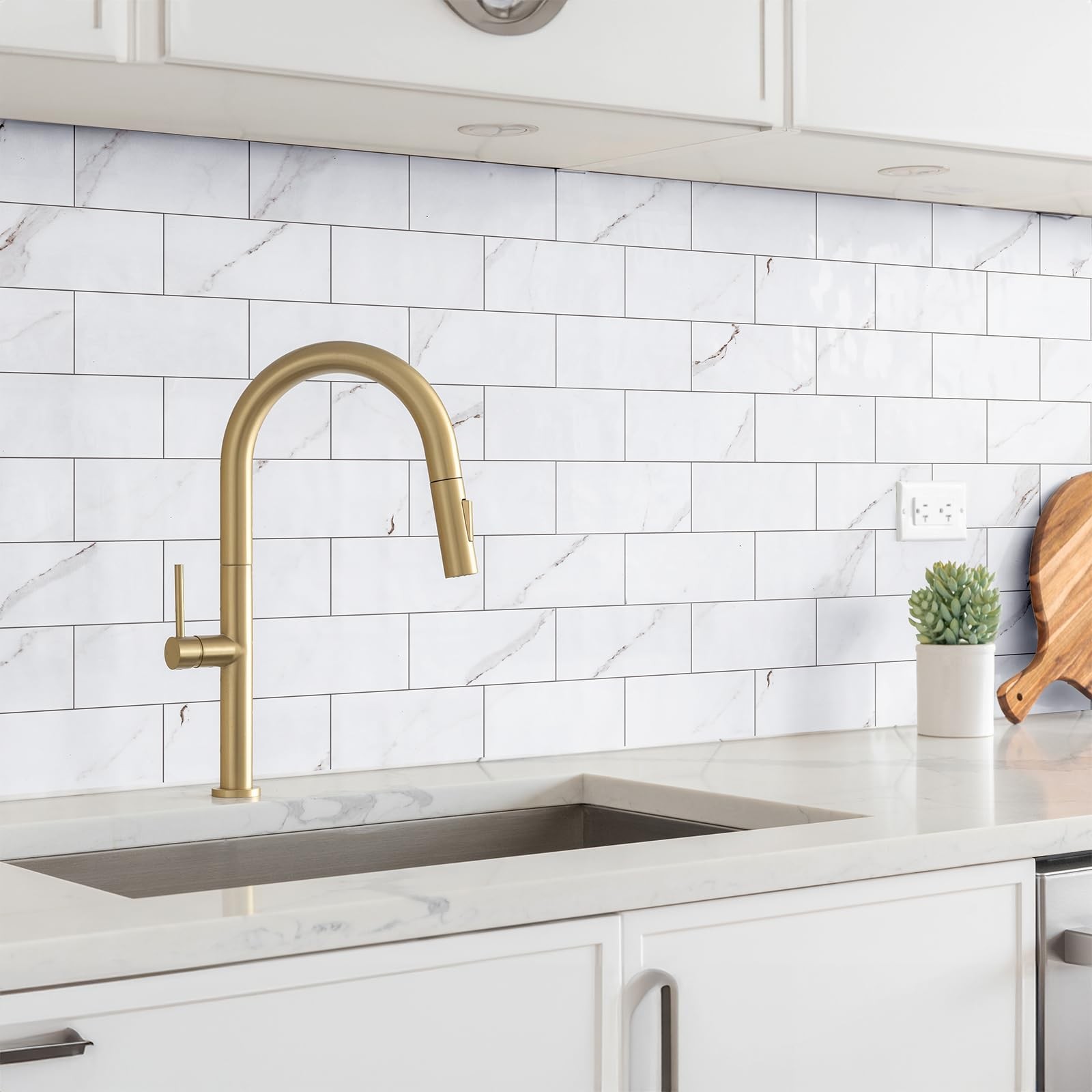 StyloVue 100 Pieces Peel and Stick Backsplash for Kitchen, 3" x 6" PVC Subway…