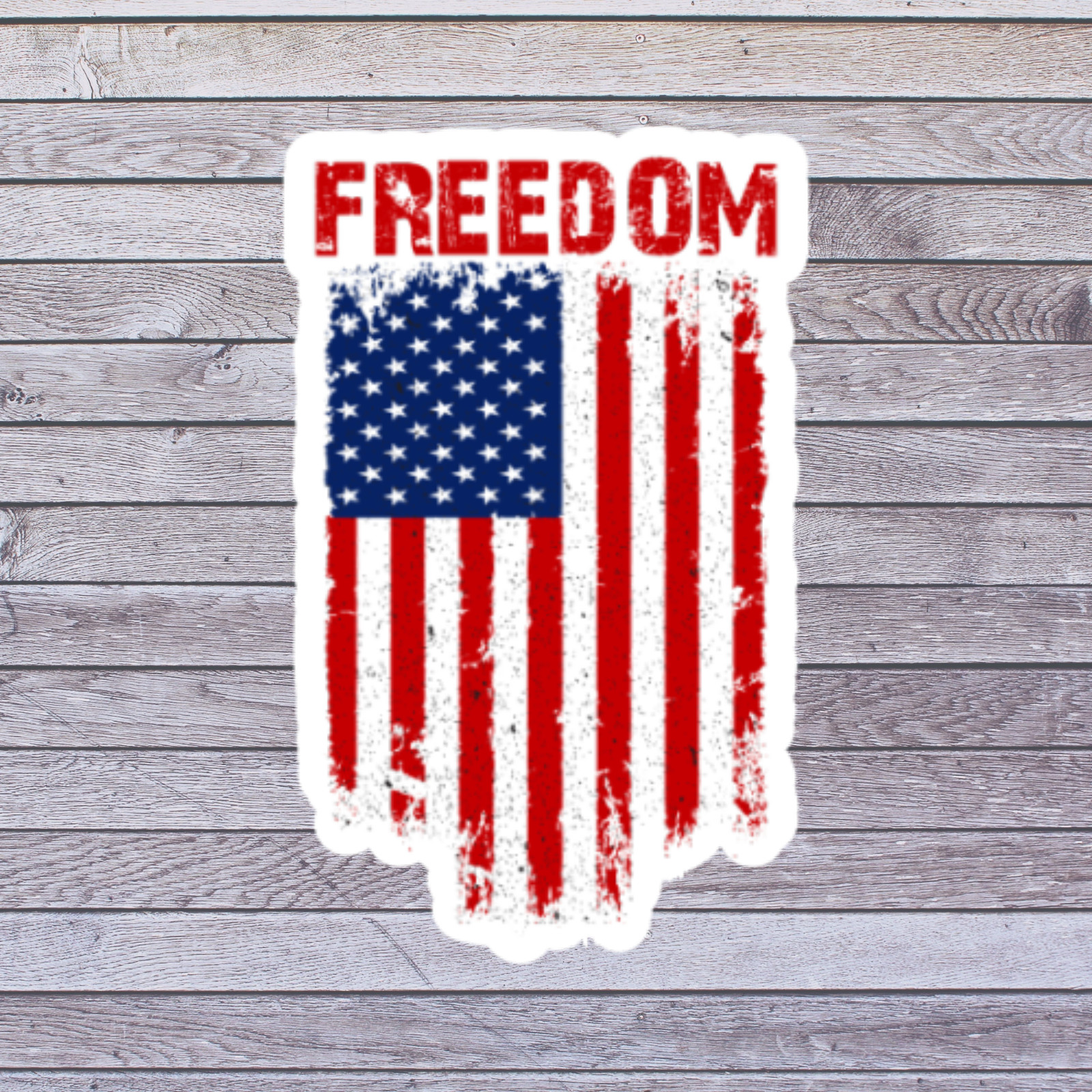 Freedom sticker vinyl decal distressed American flag patriotic