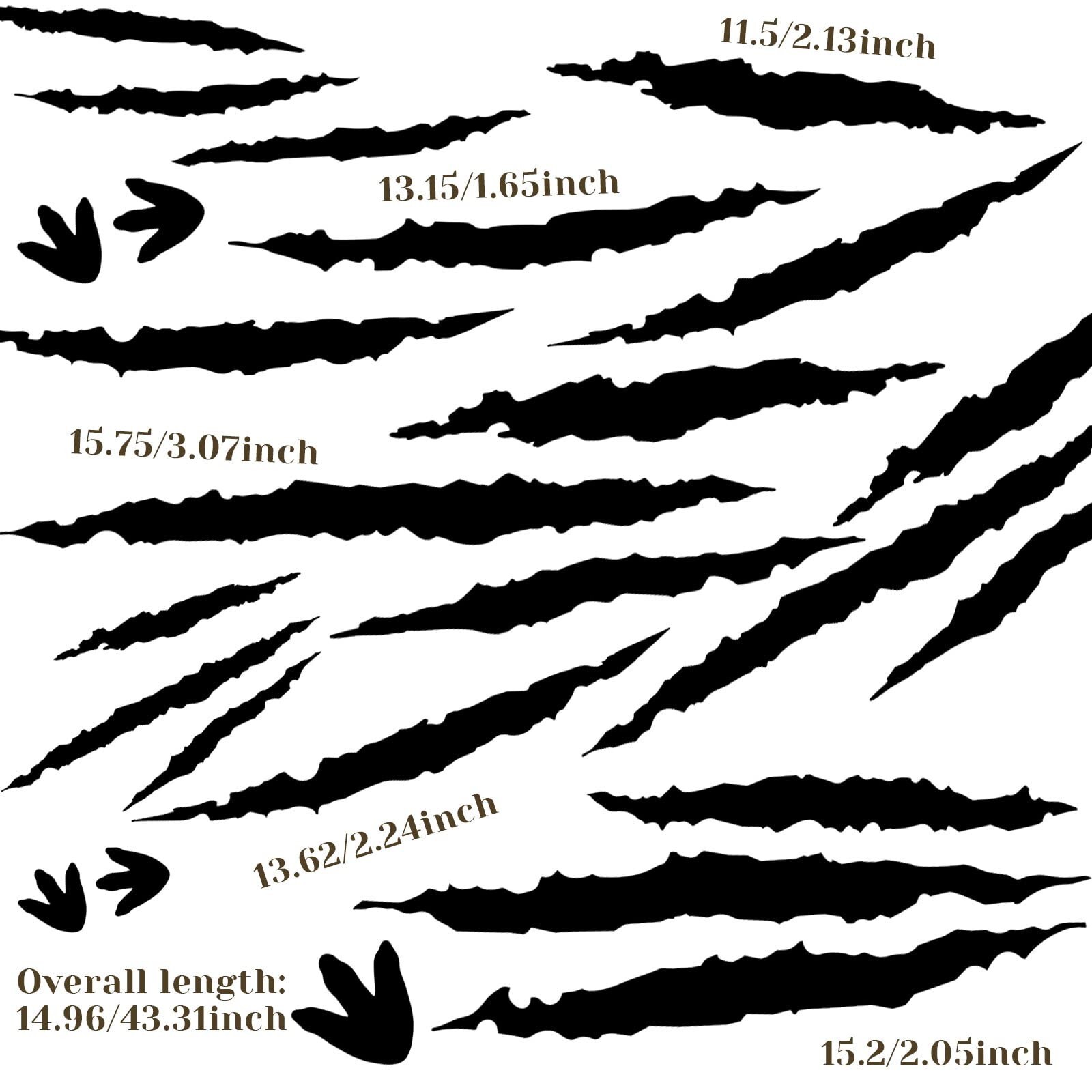 78 Pcs Dinosaur Footprints Floor Decals Black Ripped Scratches Vinyl Sticker …