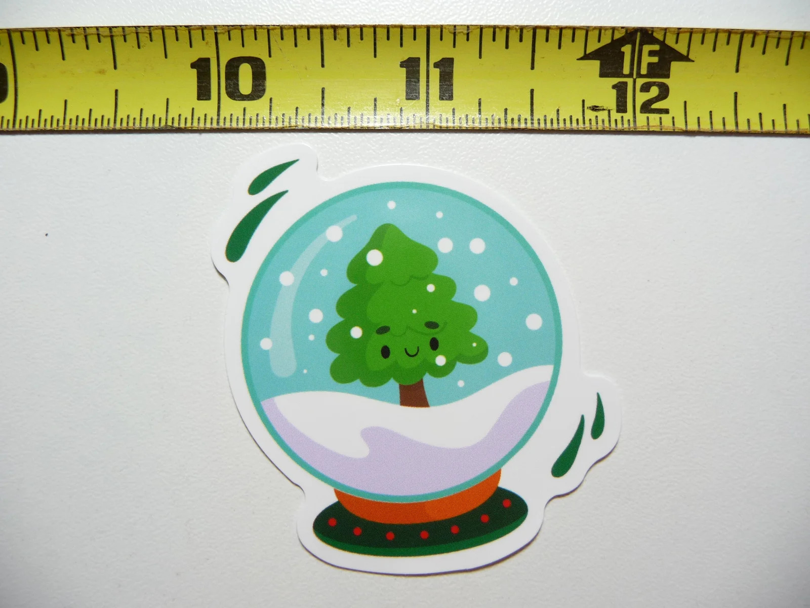CHRISTMAS TREE SNOW GLOBE SMALL STICKER DECAL WINTER HOLIDAYS CHRISTIAN FUN