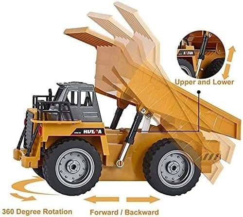 Remote Control Construction Dump Truck Toy 2.4G RC 6 Channel Bulldozer 4 Wheel D