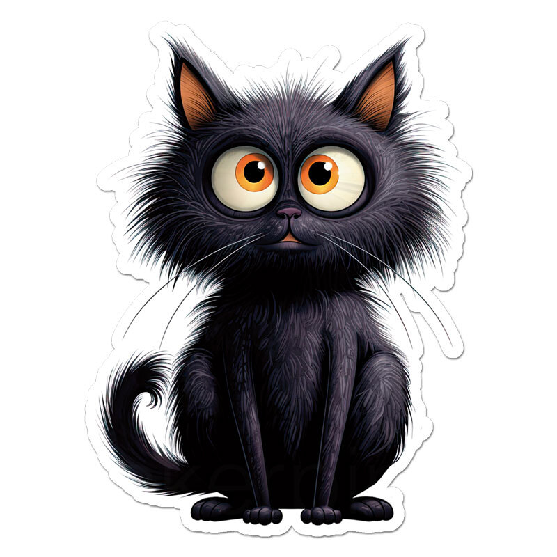 Big Eyes Black Cat, Vinyl Decal Sticker, Indoor Outdoor, 3 Sizes, #11936