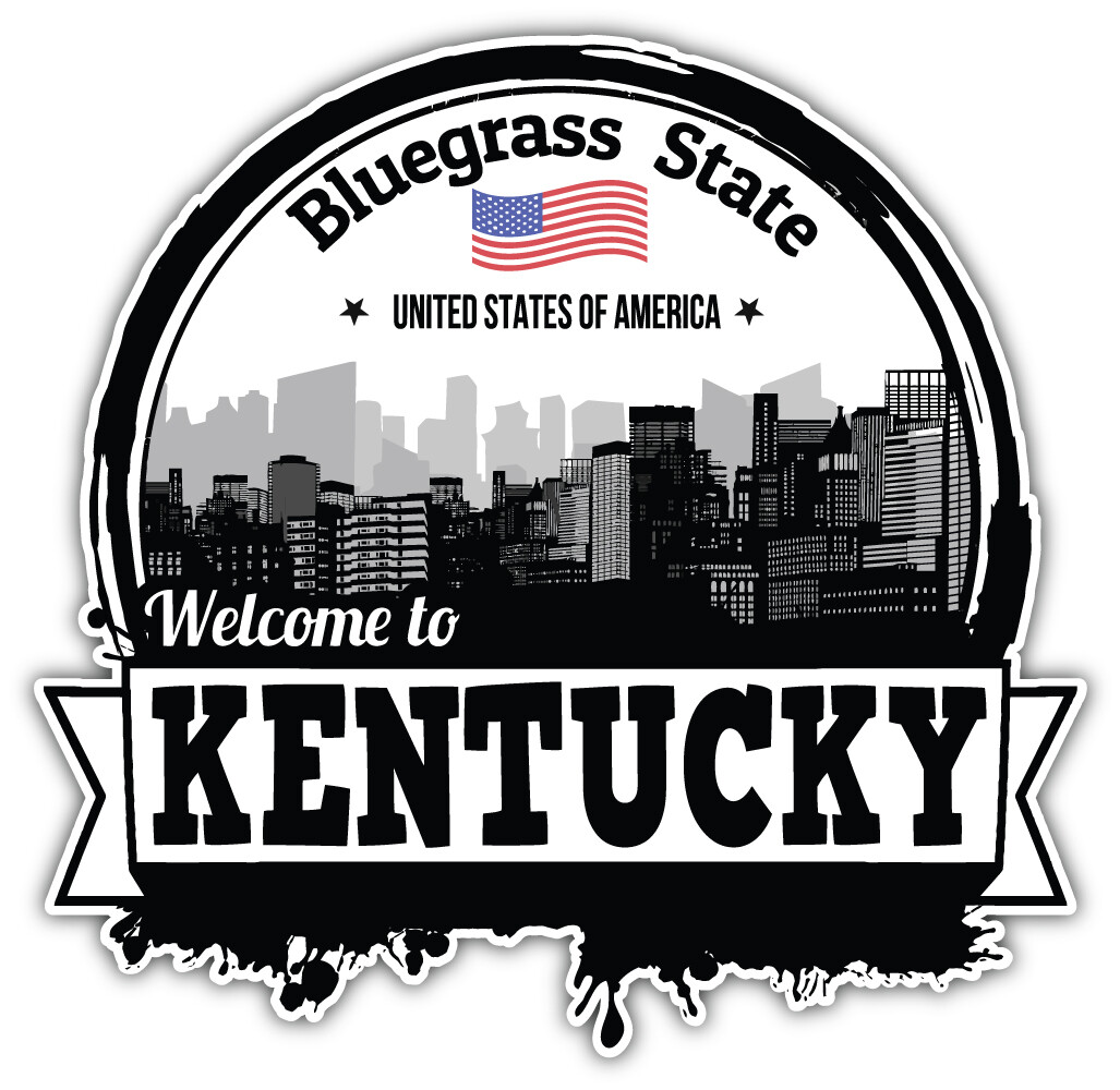 Kentucky USA State Grunge Welcome Badge Car Bumper Sticker Decal "SIZES"