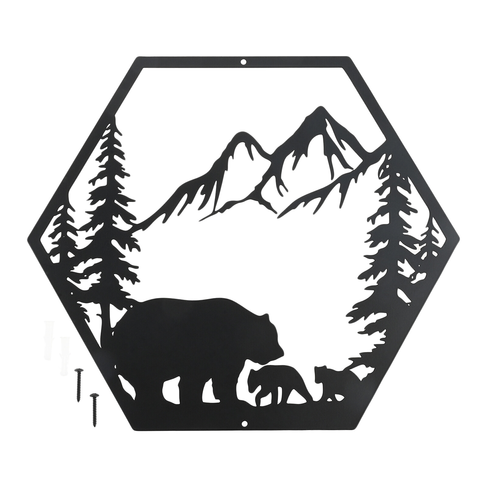 Metal Bear Forest Wall Sculpture Art Decoration for Living Room Bedroom Kitchen