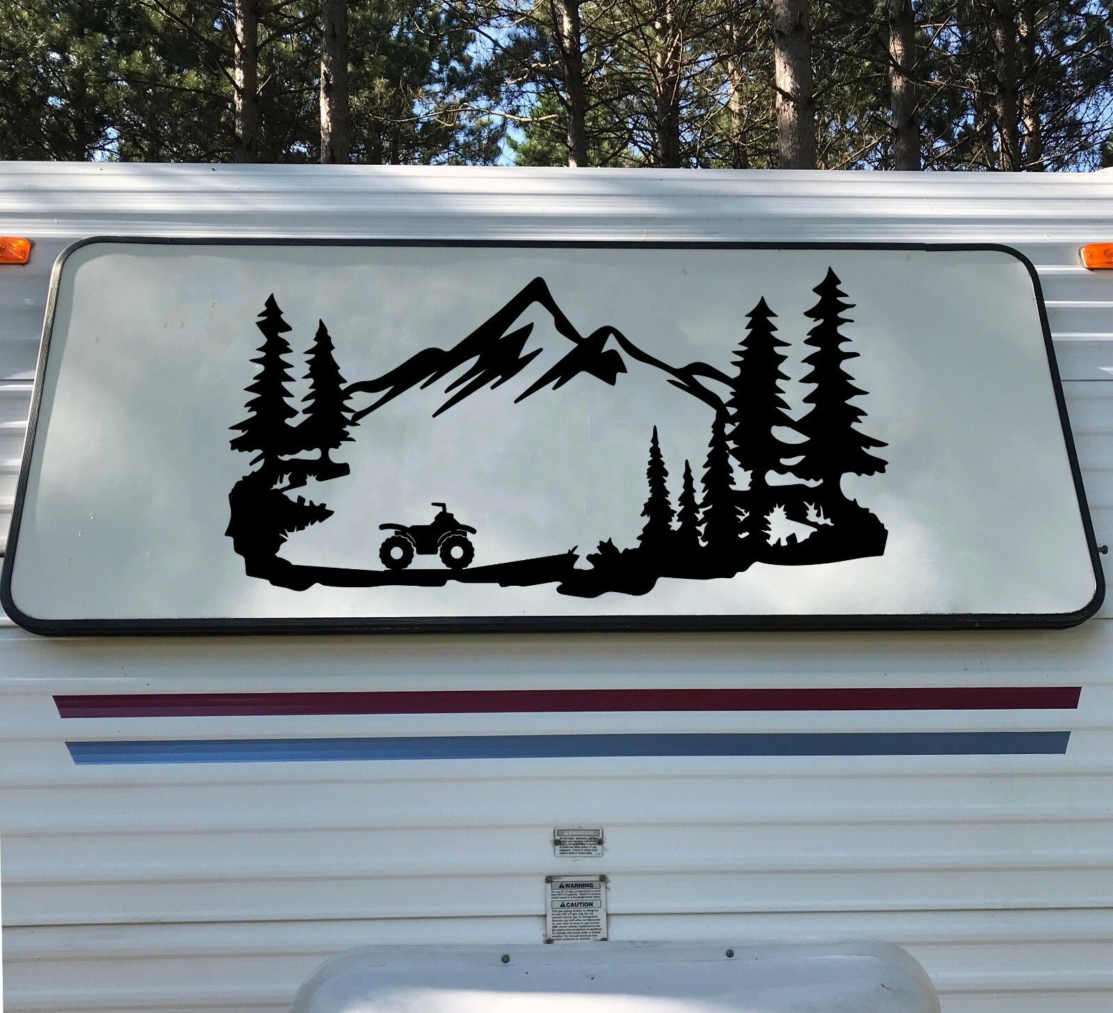 ATV Mountains Scene Vinyl Decal V2 | Quad RV Toy Hauler 4-wheeler | Sticker