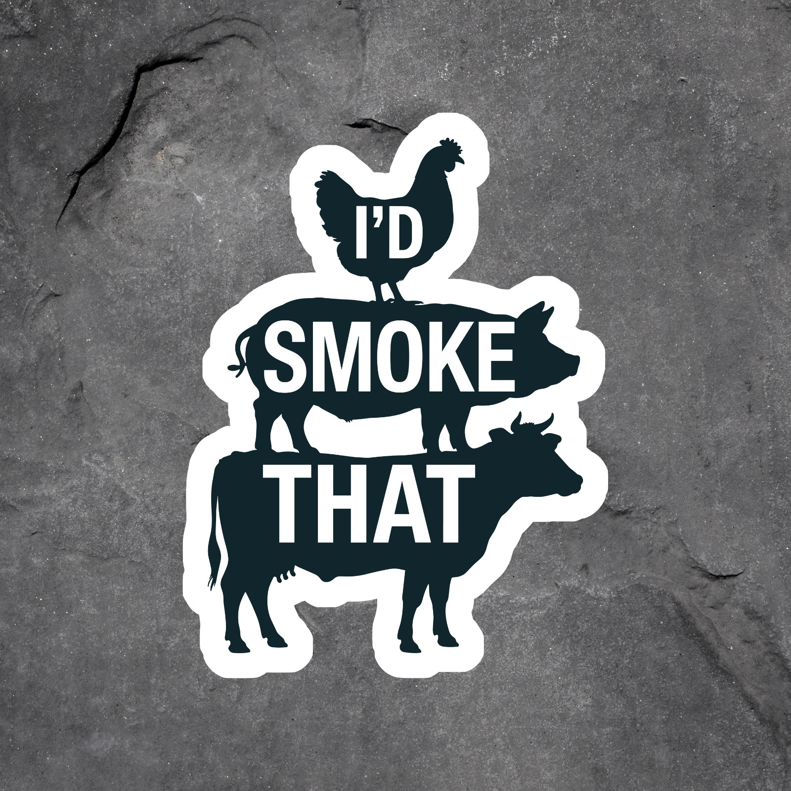 BBQ sticker vinyl decal id smoke that funny farmer cow pig chicken humor