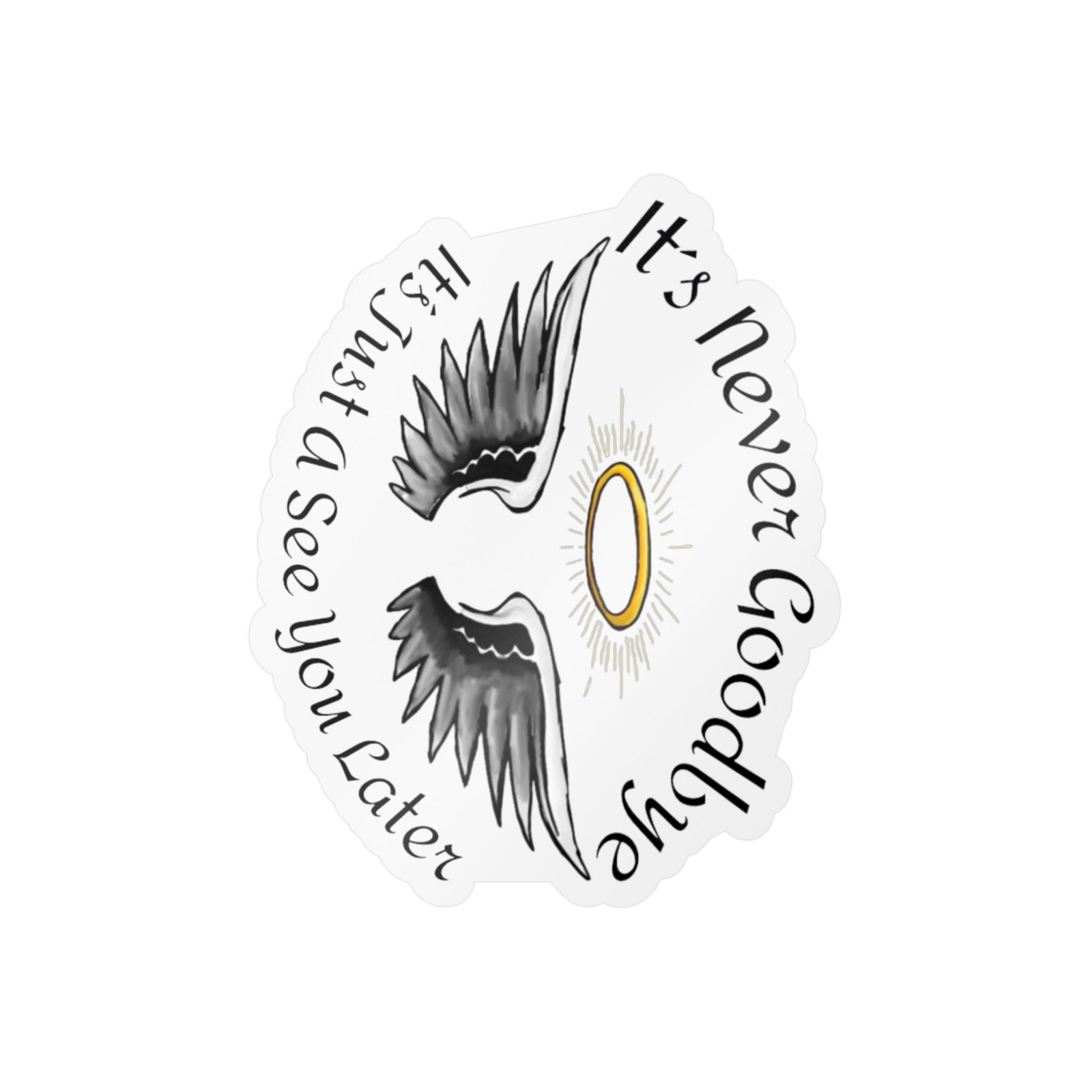 Angel Wings and Halo Kiss-Cut Vinyl Decal | Memorial Sticker
