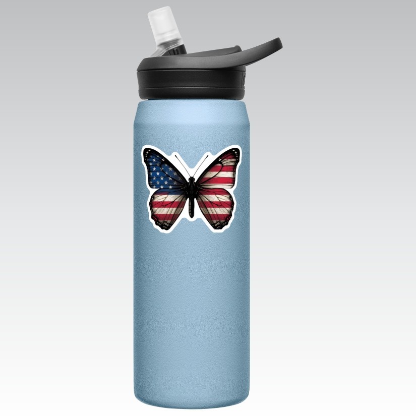 Butterfly USA Flag Sticker, Peel N' Stick, Different sizes