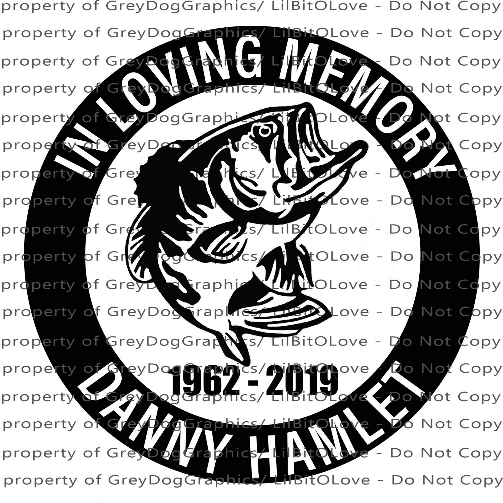 PERSONALIZED IN LOVING MEMORY VINYL DECAL WITH BASS FISH FISHING NAMES & YEARS