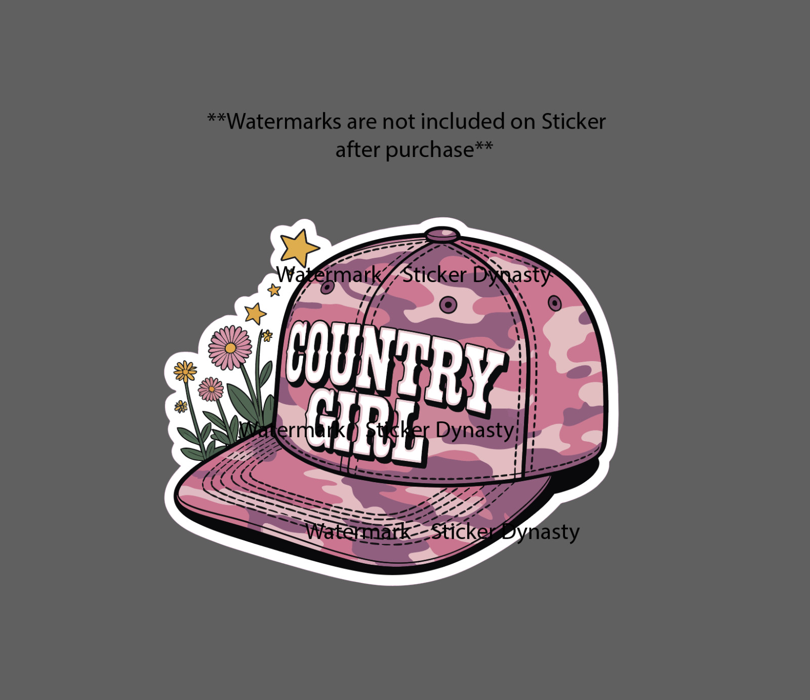Country Girl Sticker Waterproof Decal Pink Camo Hat Floral Flower Gift NEW