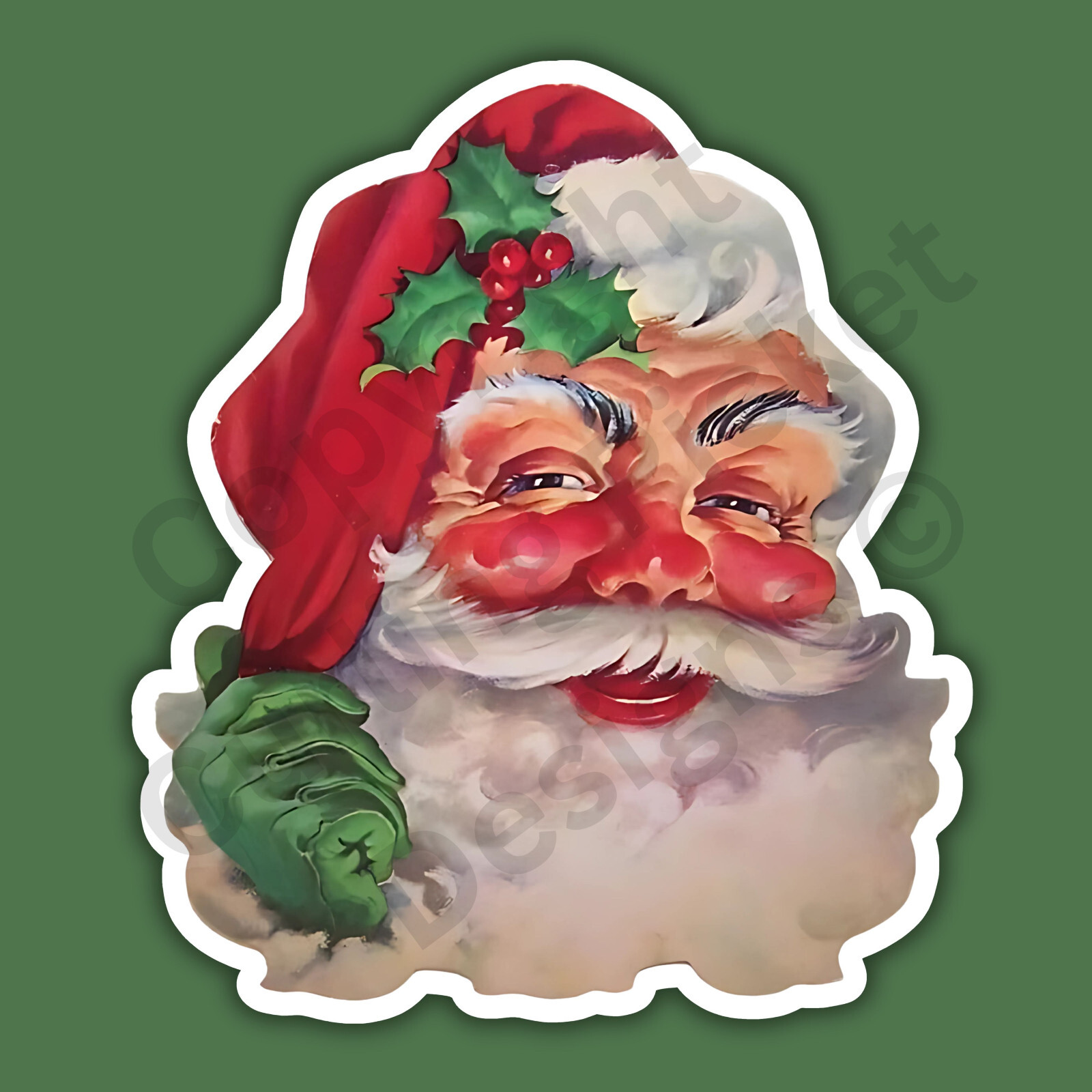 1950's Santa Claus Merry Christmas Vintage Style Joyful 3" Vinyl Sticker
