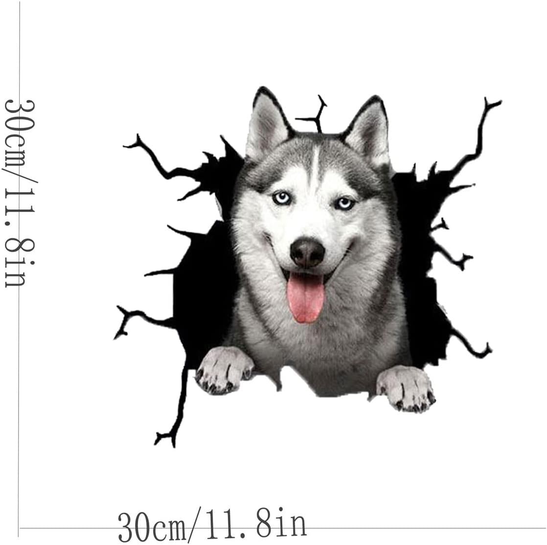 Husky Car Sticker,Funny 3D Vinyl Waterproof Dog Auto 11.8*11.8in, As Shown