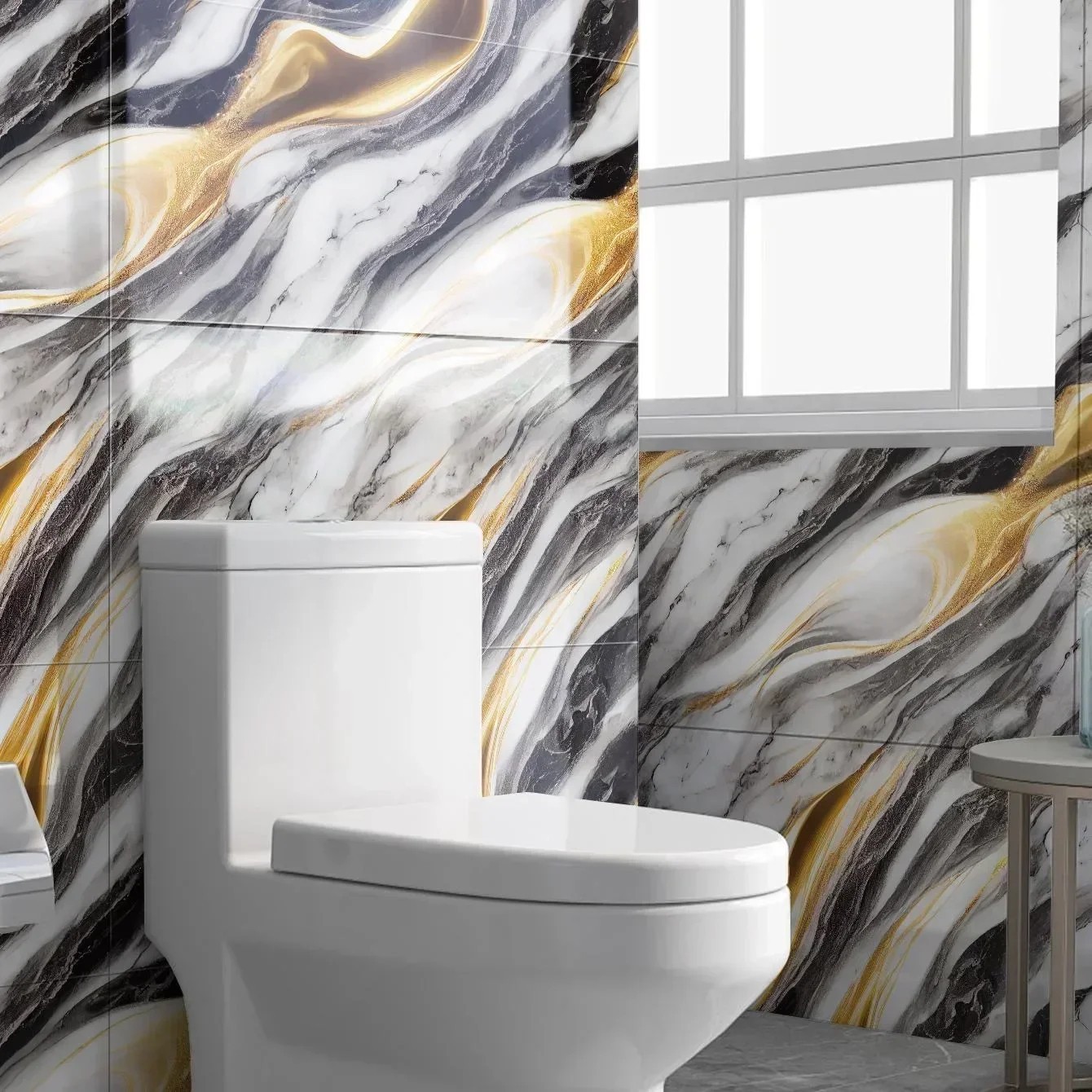 3D Marble Tile Wall Sticker Waterproof Self Adhesive Renovation Decor Film