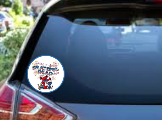 BBQ – Grillin Chillin Grateful Dead Style – 4" Vinyl Decal Window Cooler Laptop