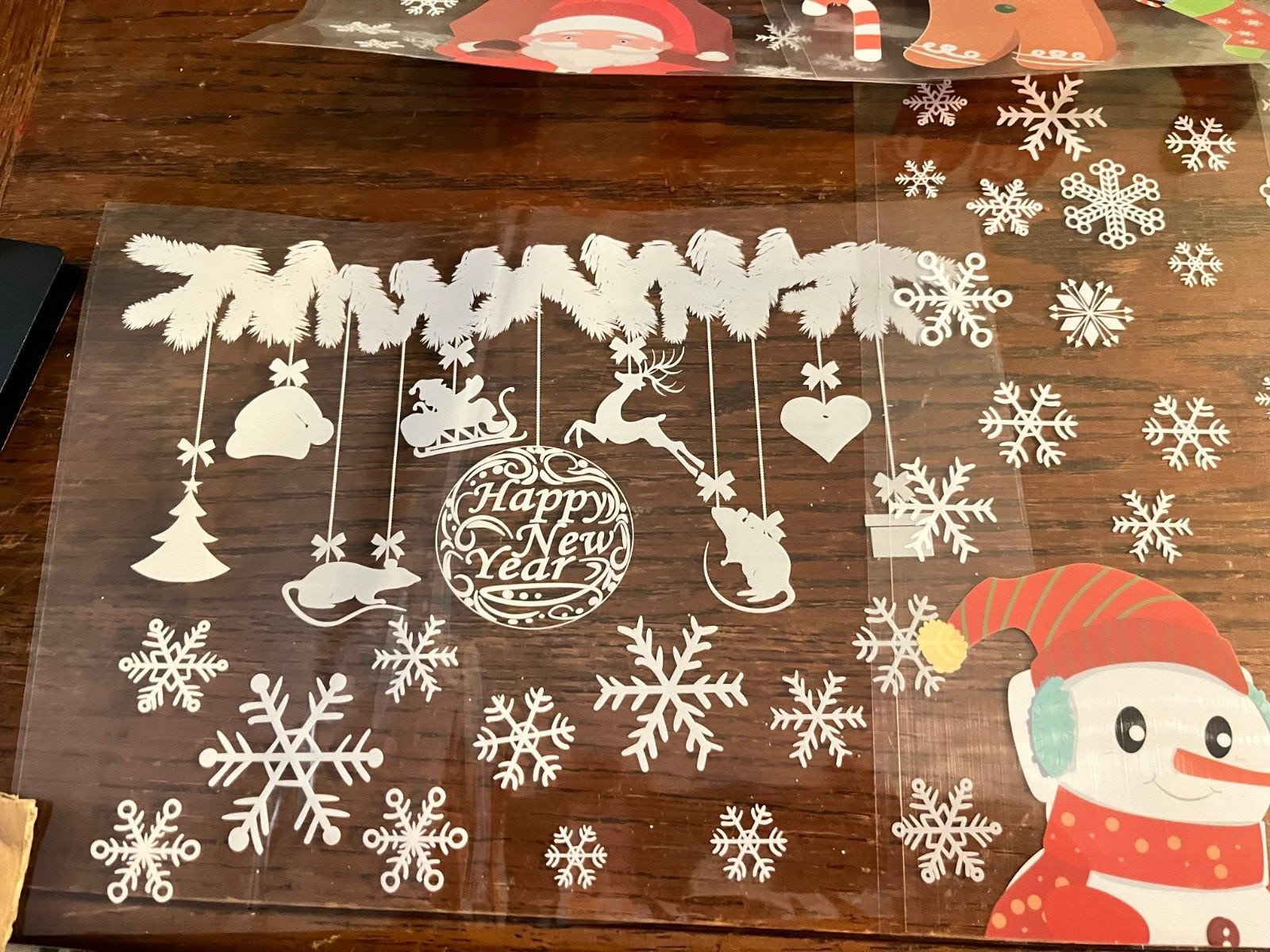 Set of 8 Christmas Window Stickers- Each sheet is a single piece
