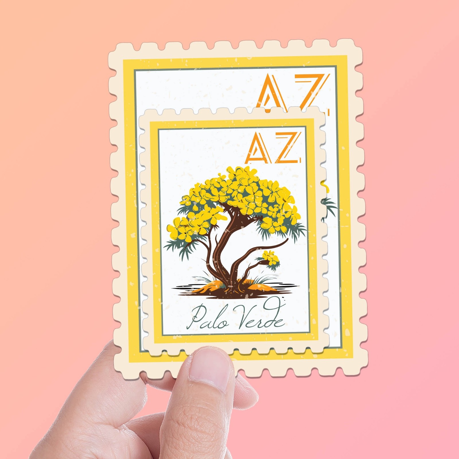 Arizona State Tree Palo Verde Sticker – AZ Vintage Stamp Decal