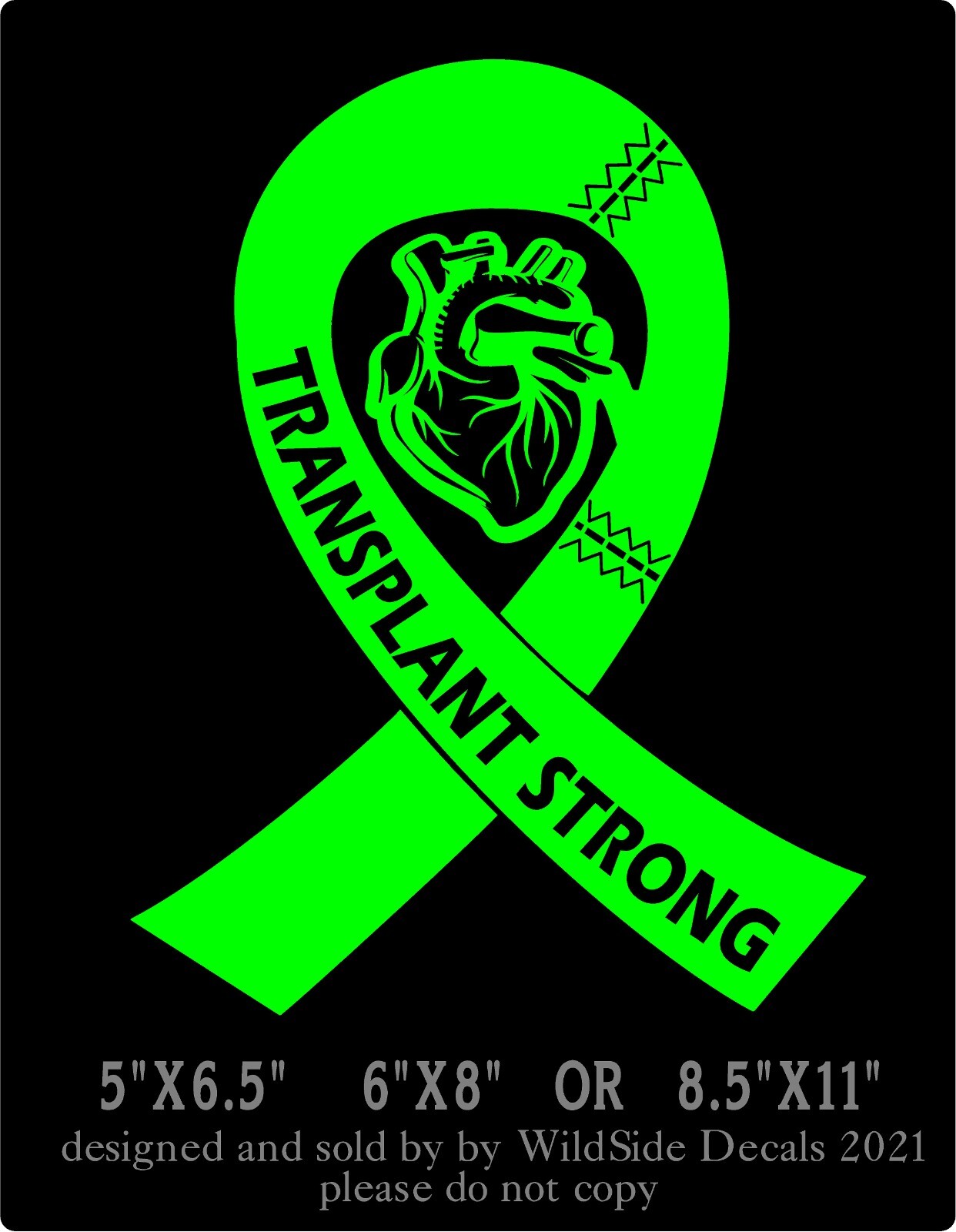 Heart Transplant Strong Decal Memorial Ribbon Vinyl Car Truck Laptop Sticker