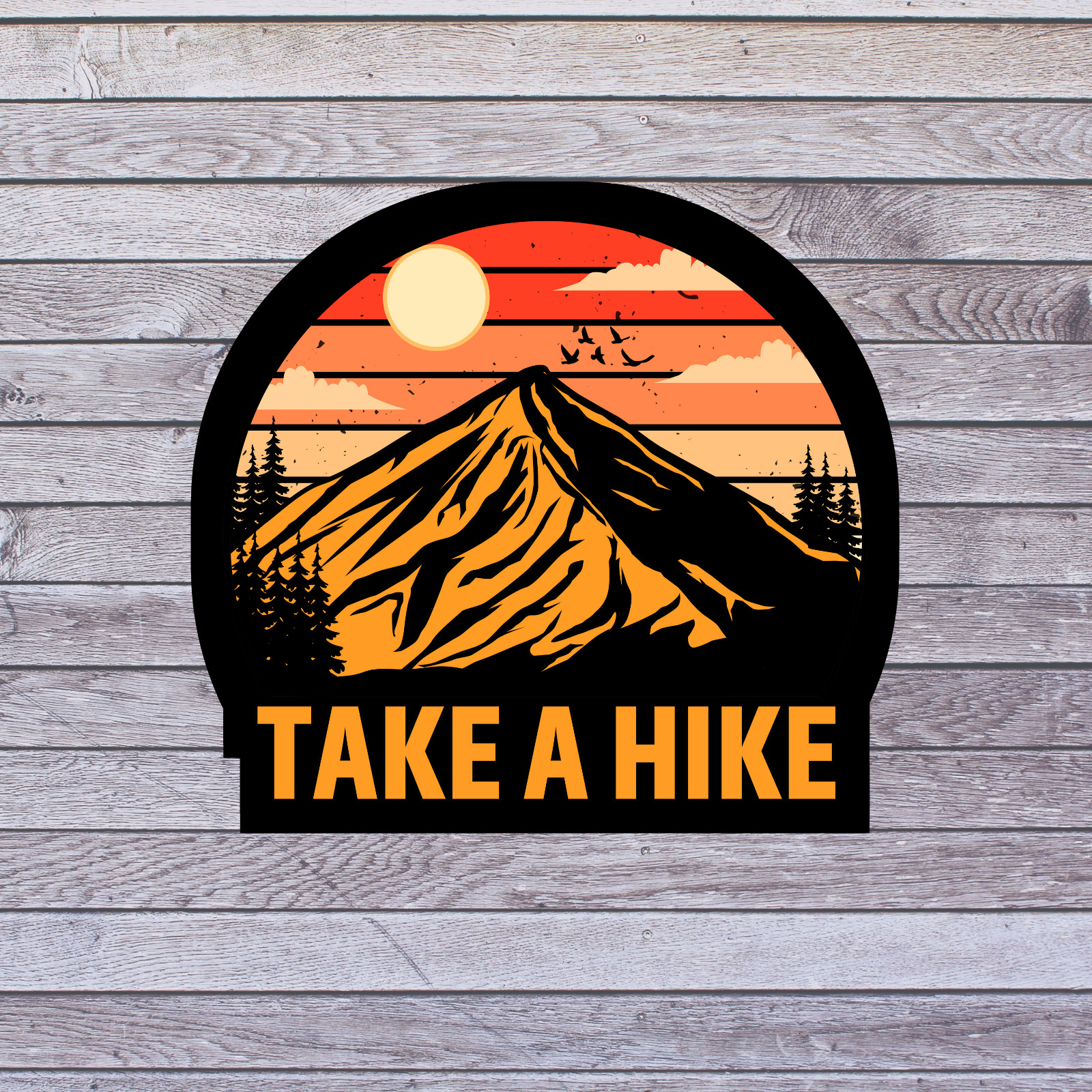 Hiking Sticker Vinyl Decal Take A Hike Mountain Sunset Nature Outdoor